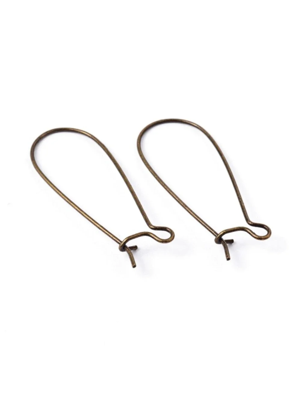 Antique Brass Bronze Kidney Earwires Earring Findings 33mm Long Steampunk 10 pcs